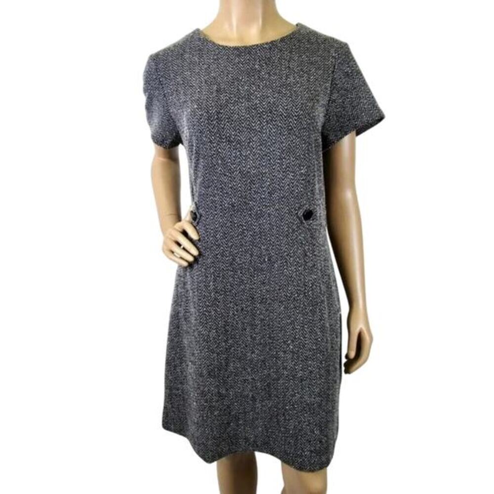 TAHARI Tweed‎ Black and White Academia Sheath Dress Size Medium
